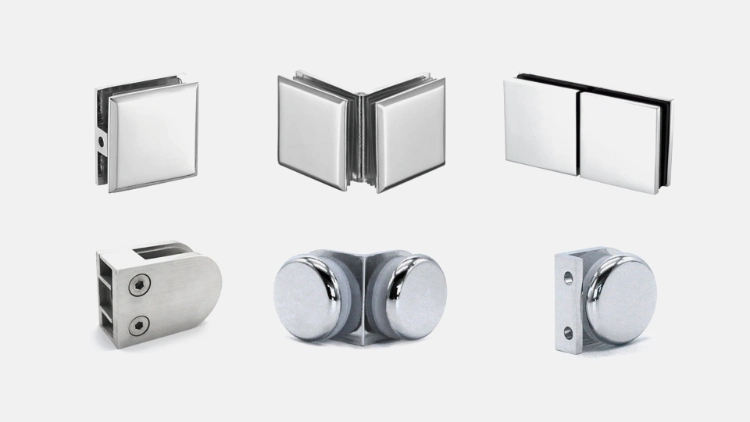 Stainless Steel 0 Degree Bathroom Fittings Square Single Glass Clamp for Wall Mount Glass Clamp